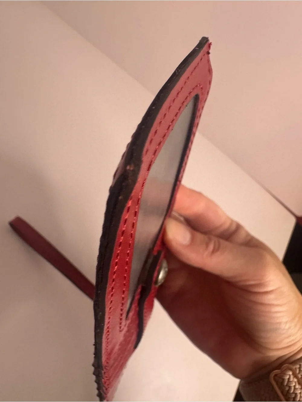 #436 Patricia Nash Slim Red Leather Card Holder Wristlet Wallet